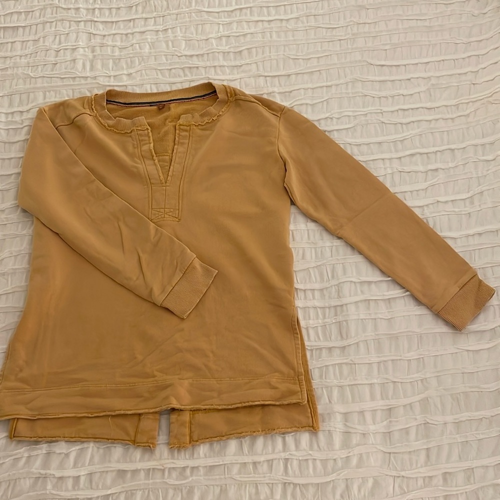 Anthropologie Mustard Yellow Terry Sweatshirt, Size: XS